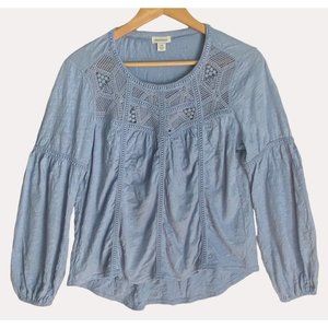 Sundance‎ blue boho blouse size MP PM Medium petite